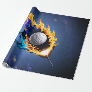 Flaming Intensity: The golf ball in action Wrapping Paper