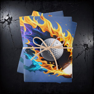 Flaming Intensity: The golf ball in action. Wrapping Paper Sheet