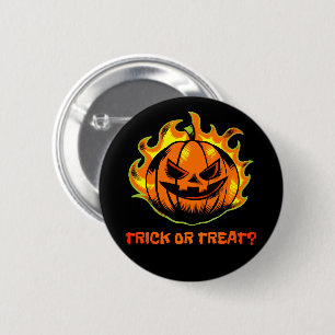 Flaming Jack-O’-Lantern Trick or Treat? –Halloween 2 Inch Round Button
