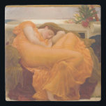 Flaming June (by Frederic Leighton) Stone Coaster<br><div class="desc">This design features a painting by the British artist Sir Frederic Leighton (1830–1896), who was famous for his works depicting historical, biblical, and classical scenes in an academic style. This painting shows a stunningly beautiful woman wearing a diaphanous red dress as she is curled up asleep. Some art historians have...</div>