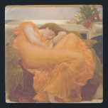 Flaming June (by Frederic Leighton) Stone Coaster<br><div class="desc">This design features a painting by the British artist Sir Frederic Leighton (1830–1896), who was famous for his works depicting historical, biblical, and classical scenes in an academic style. This painting shows a stunningly beautiful woman wearing a diaphanous red dress as she is curled up asleep. Some art historians have...</div>