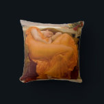 Flaming June (by Frederic Leighton) Throw Pillow<br><div class="desc">This design features a painting by the British artist Sir Frederic Leighton (1830–1896), who was famous for his works depicting historical, biblical, and classical scenes in an academic style. This painting shows a stunningly beautiful woman wearing a diaphanous red dress as she is curled up asleep. Some art historians have...</div>