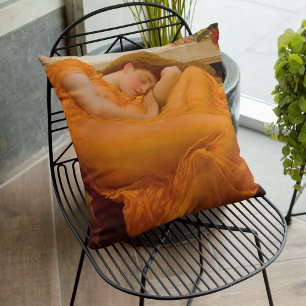 Flaming June by Frederic Leighton Vintage Orange Throw Pillow