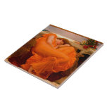 Flaming June by Lord Frederic Leighton Tile<br><div class="desc">Lord Frederic Leighton - Flaming June,  1895. Frederic Leighton,  1st Baron Leighton,  known as Sir Frederic Leighton between 1878 and 1896,  was a British painter,  draughtsman,  and sculptor. His works depicted historical,  biblical,  and classical subject matter in an academic style</div>