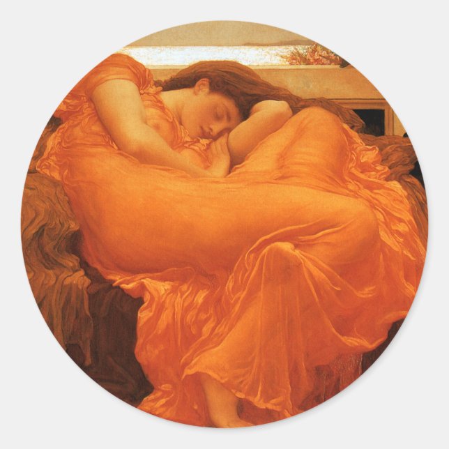 Flaming June Frederic Leighton Fine Art Classic Round Sticker (Front)