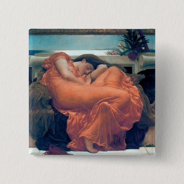 Flaming June woman 2 Inch Square Button (Front)