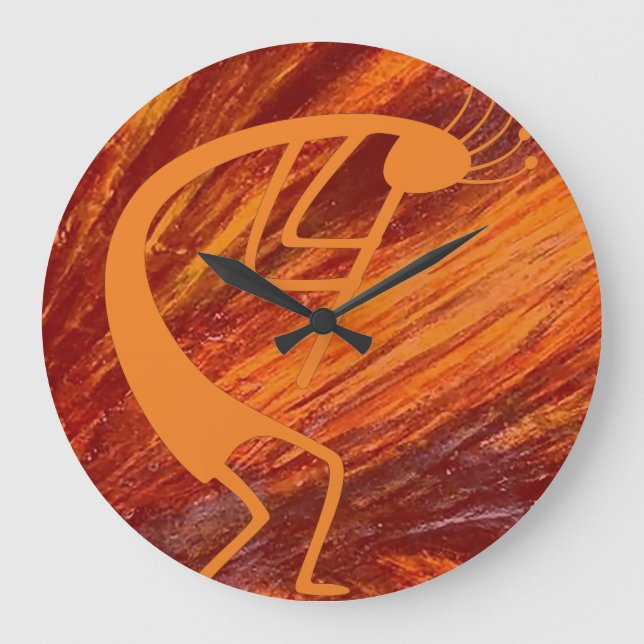 Flaming Kokopelli Large Clock (Front)