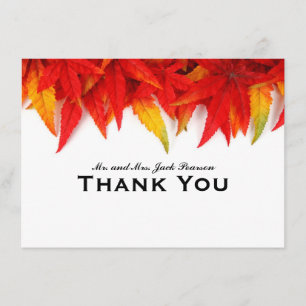 Flaming Leaves Autumn Personalized Thank You Card