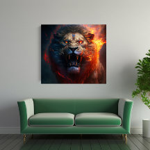 Flaming Lion Canvas Wall Art