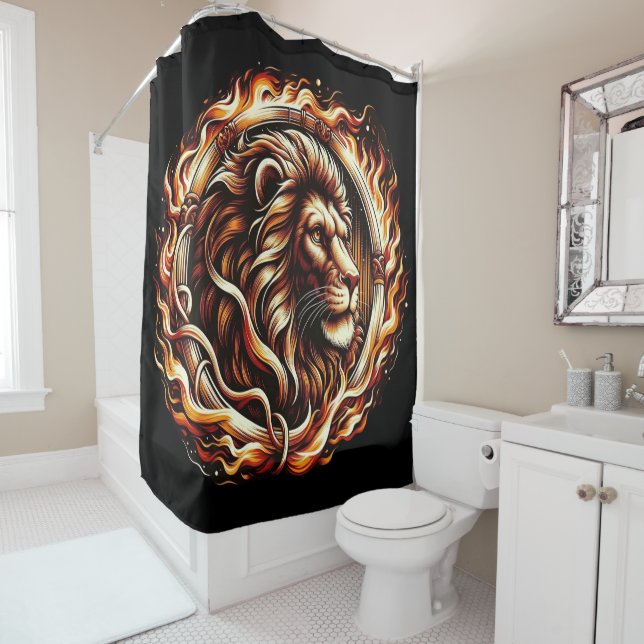 Flaming Lion in Ring of Fire Flames Astrology  (In Situ)
