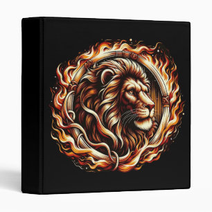 Flaming Lion in Ring of Fire Flames Astrology Binder