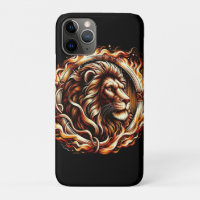 Flaming Lion in Ring of Fire Flames Astrology 