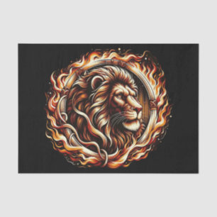 Flaming Lion in Ring of Fire Flames Astrology Tissue Paper
