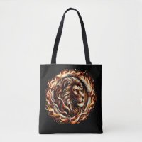 Flaming Lion in Ring of Fire Flames Astrology