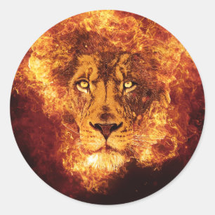Flaming Lion of Judah Classic Round Sticker