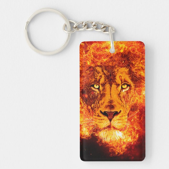Flaming Lion of Judah Keychain (Front)