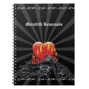 Flaming Love Biker Notebook