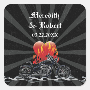 Flaming Love Biker Wedding sticker