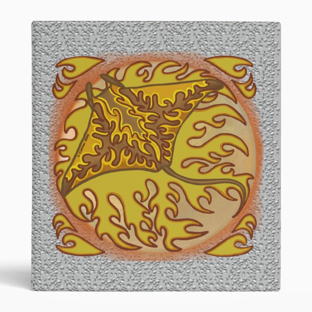 Flaming Manta Ray custom name Binder (Front)