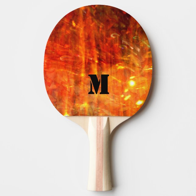 Flaming Monogram Design Ping Pong Paddle (Front)