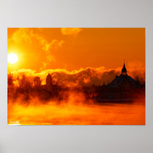 Flaming morning sunrise in Helsinki poster