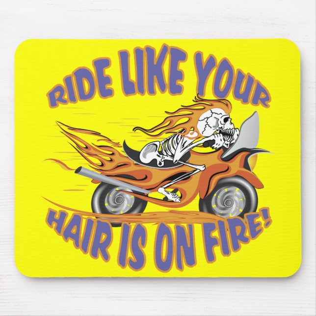 Flaming Motorcycle Skull Mouse Pad (Front)
