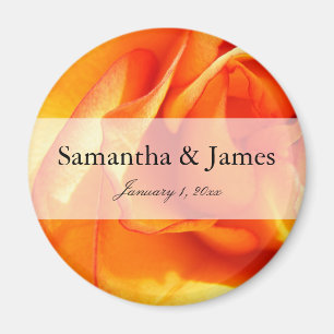 Flaming Orange and Red Rose Magnet