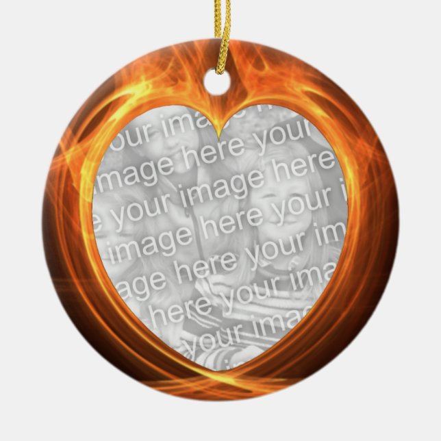 Flaming Orange Photo Graduation Keepsake Ceramic Ornament (Front)