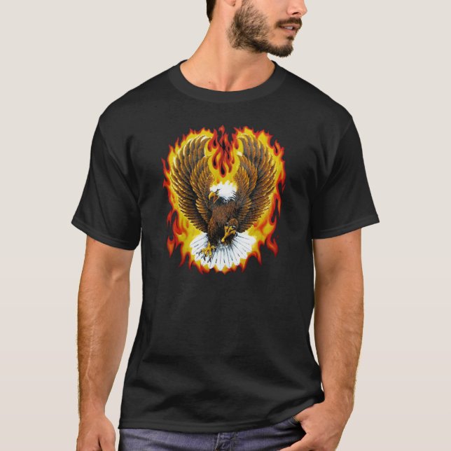 Flaming Patriotic Bald Eagle T-shirts (Front)