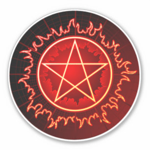 flaming pentagram pentacle in red and black vinyl