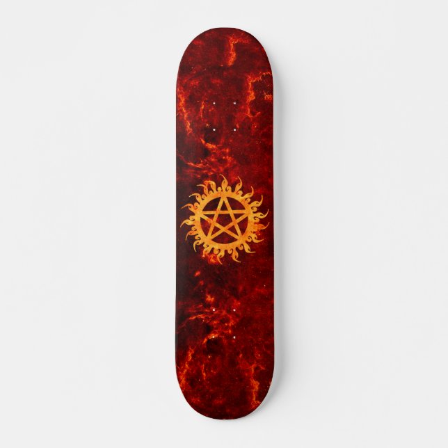 Flaming Pentagram Skateboard (Front)