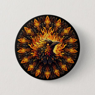 Flaming Phoenix Circular Graphic 2 Inch Round Button