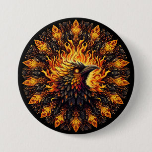 Flaming Phoenix Circular Graphic 3 Inch Round Button