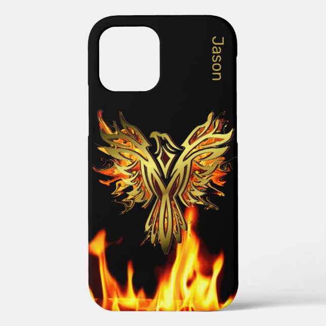 Flaming Phoenix on Black Case-Mate  iPhone Case (Back)
