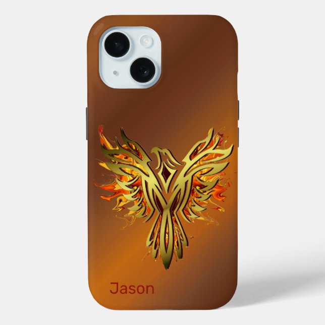 Flaming Phoenix on Bronze Case-Mate iPhone Case (Back)