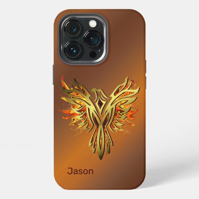 Flaming Phoenix on Bronze iPhone Case (Back)