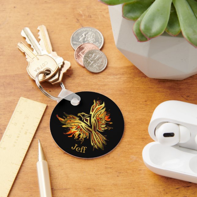 Flaming Phoenix Personalized  Keychain (Desk)