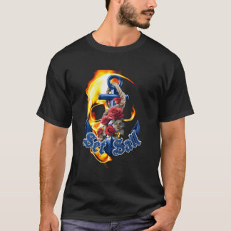 Flaming Pirate Skull Privateer T-Shirt