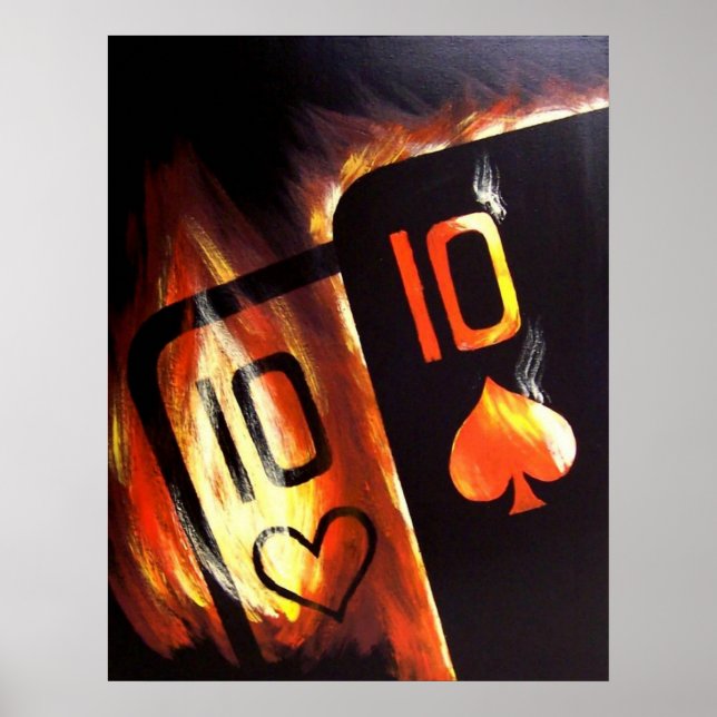Flaming Pocket Tens Poker Poster by Teo Alfonso (Front)