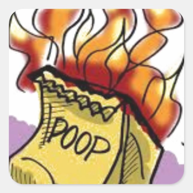 Flaming Poo Square Sticker (Front)
