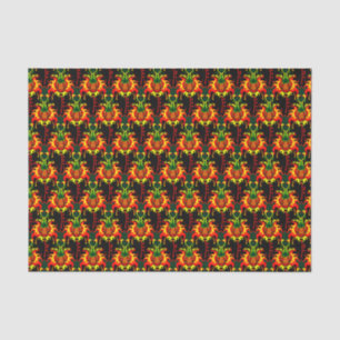 Flaming Pumpkin Head Box Interlocking Pattern Tissue Paper