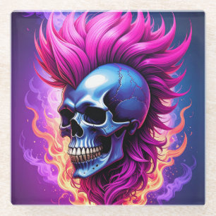 Flaming Punk Skull Coaster