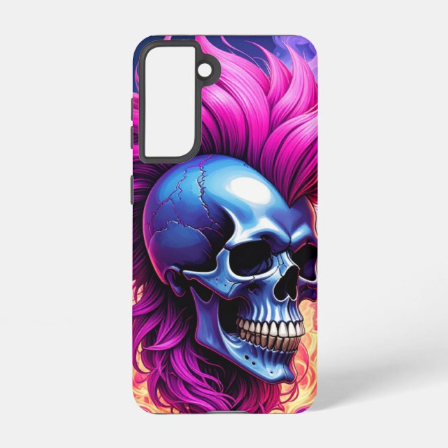 Flaming Punk Skull Phone Case (Back)