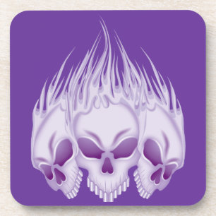 Flaming Purple Skulls Coaster