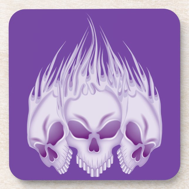 Flaming Purple Skulls Coaster (Front)