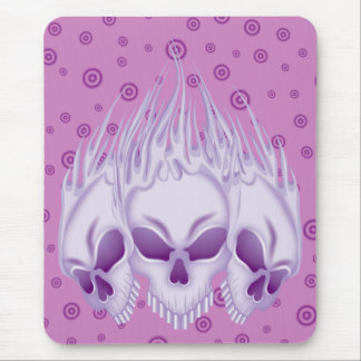 Flaming Purple Skulls Mouse Pad