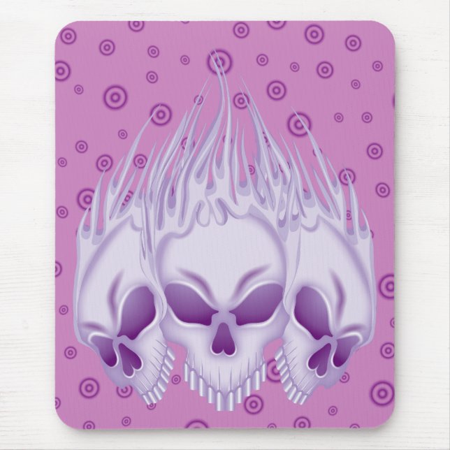 Flaming Purple Skulls Mouse Pad (Front)