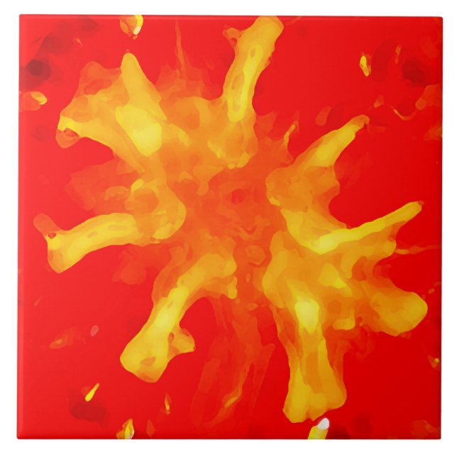 Flaming red pop art tomato tile (Front)