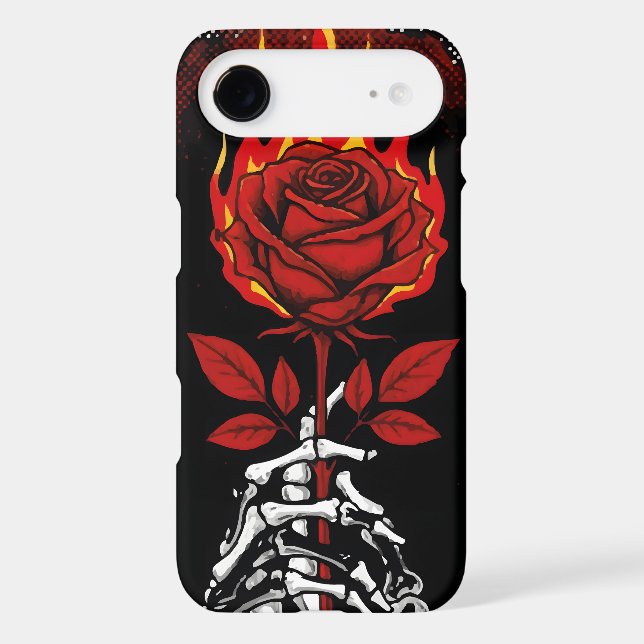 Flaming Red Rose and Skull Hand Urban Grunge (Verso)