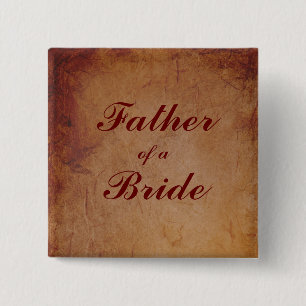 Flaming Red Rustic Lesbian Bride's Father Badge 2 Inch Square Button